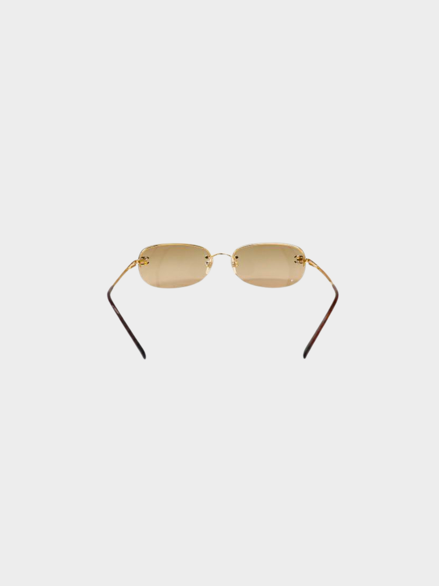Chanel 2000s Beige CC Oval Sunglasses