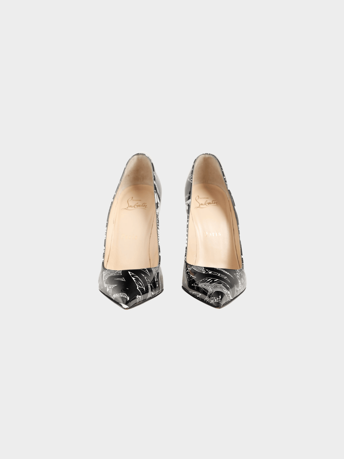 Christian Louboutin 2000s Patent Nicograf Pigalle Follies 100 Black White Pumps