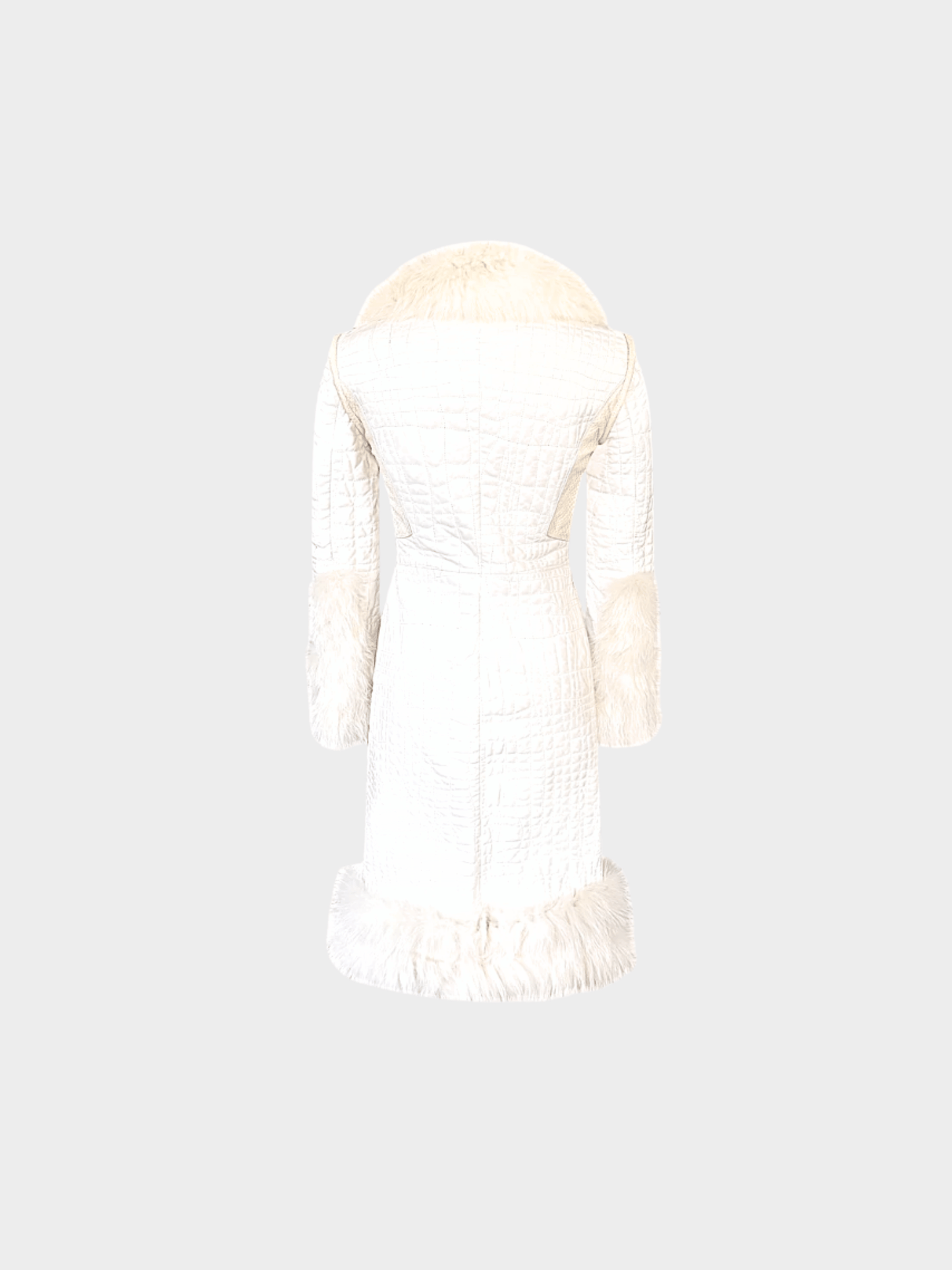 Roberto Cavalli FW 2005 White Leather, Fox & Snake Coat