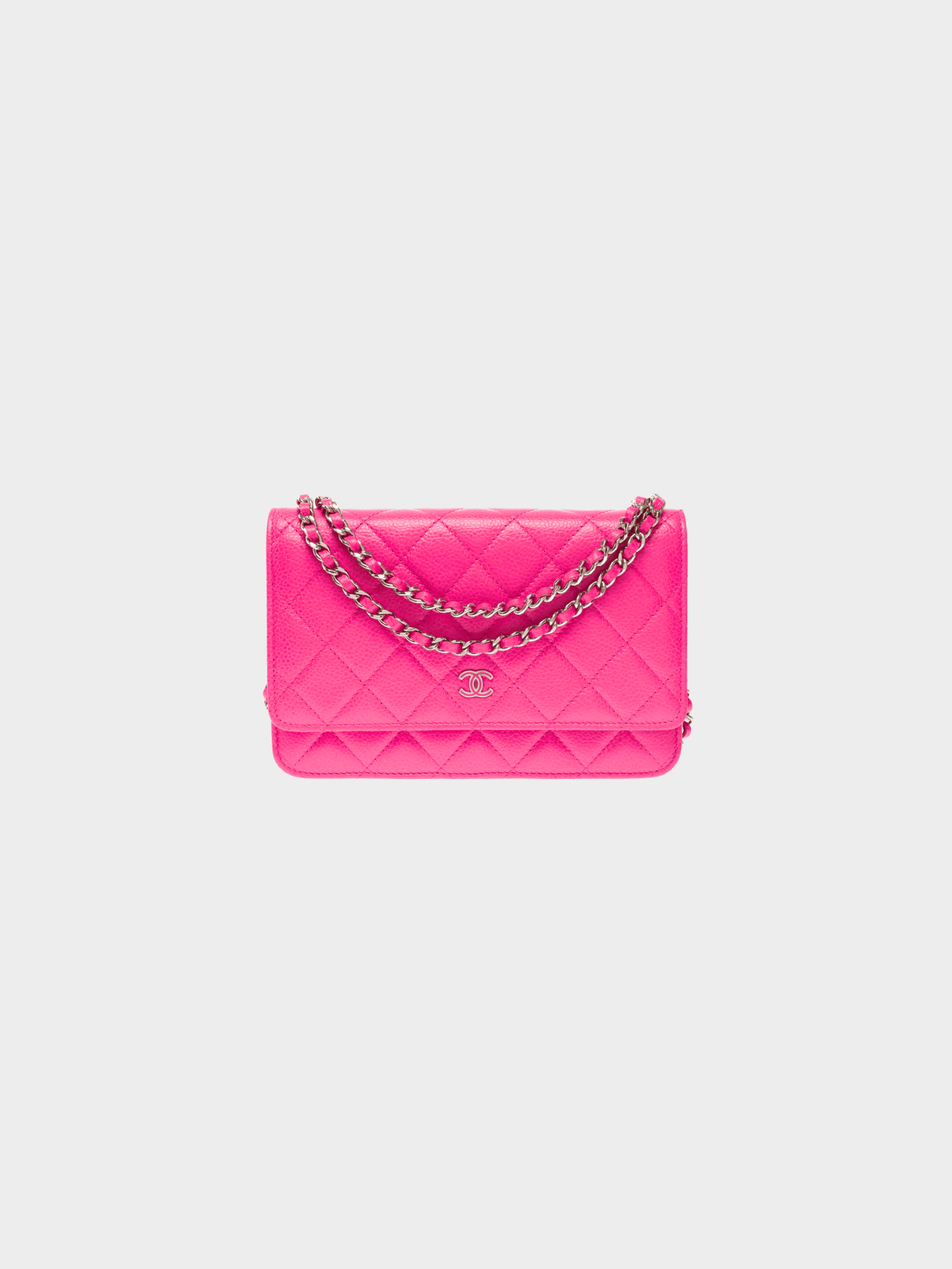 Chanel 2016 Hot Pink Leather Wallet on Chain Bag