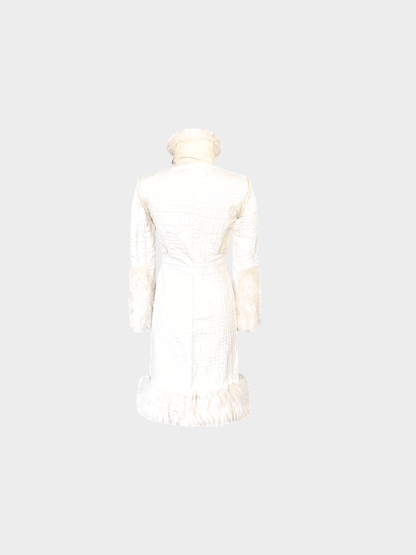 Roberto Cavalli FW 2005 White Leather, Fox & Snake Coat