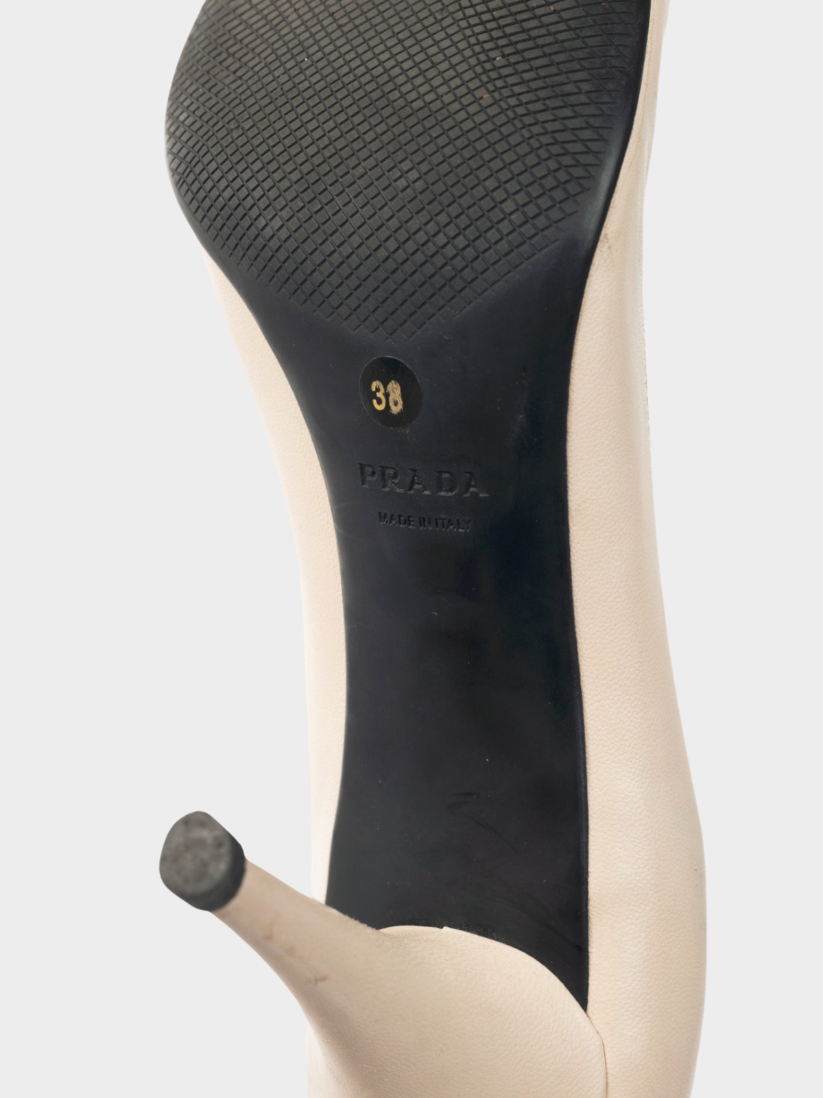 Prada 2000s Ecru Leather Cap-Toe Heels