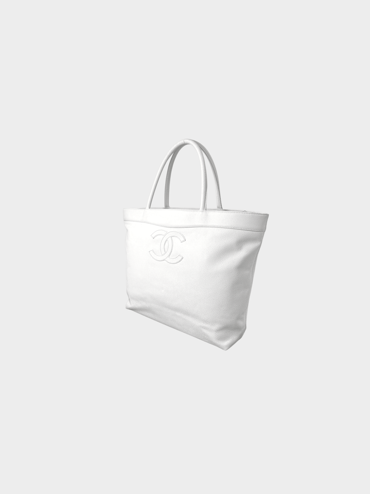 Chanel 2000s White Caviar Leather Tote Bag
