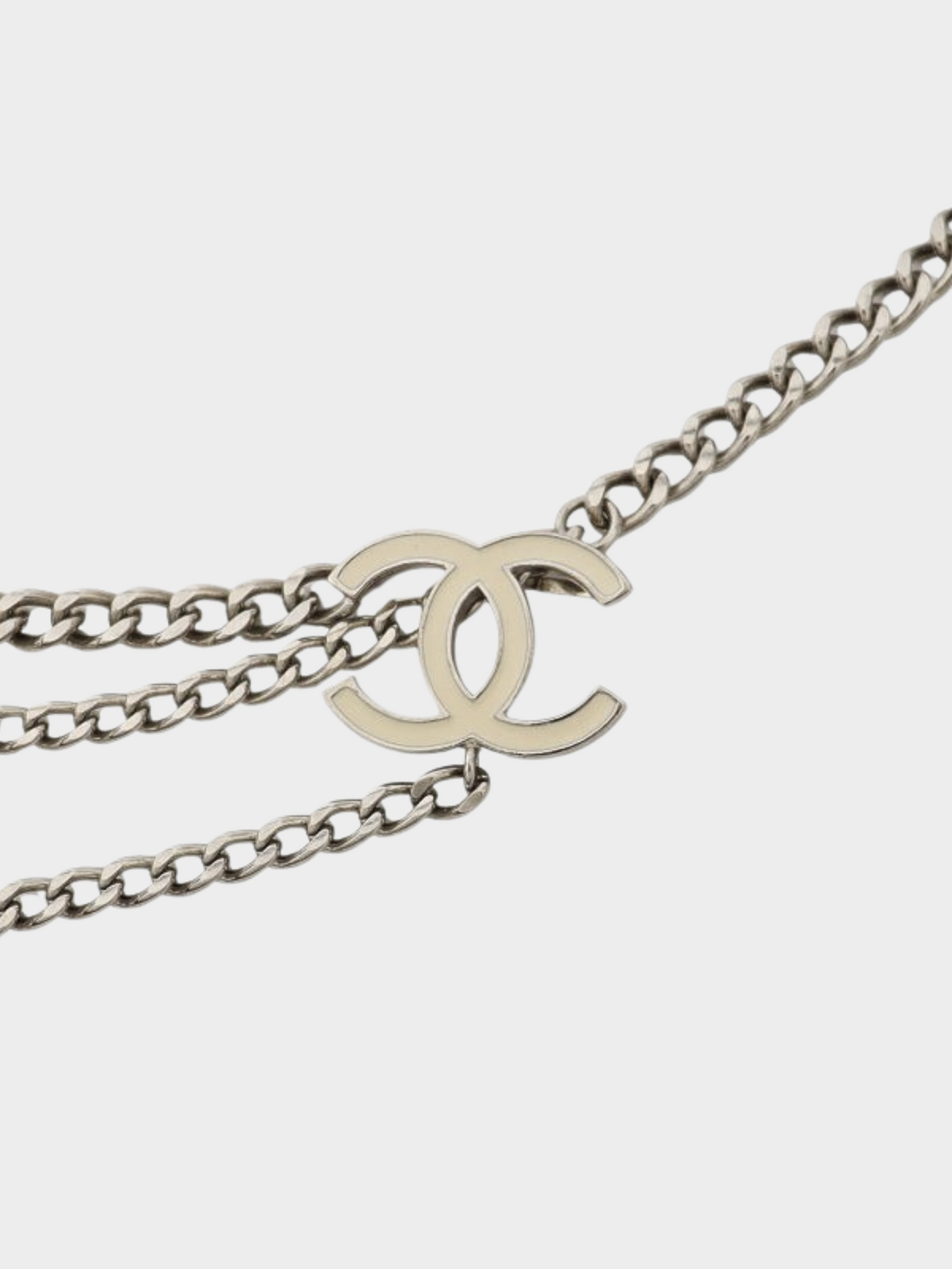 Chanel 2010s Silver and White Coco Chain Belt