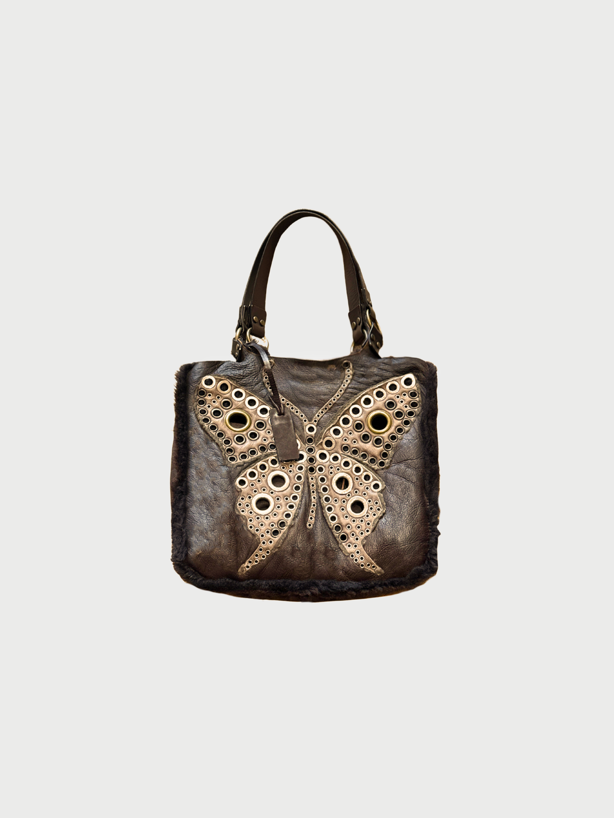 Dolce & Gabbana 2000s Brown Leather Butterfly Shoulder Bag
