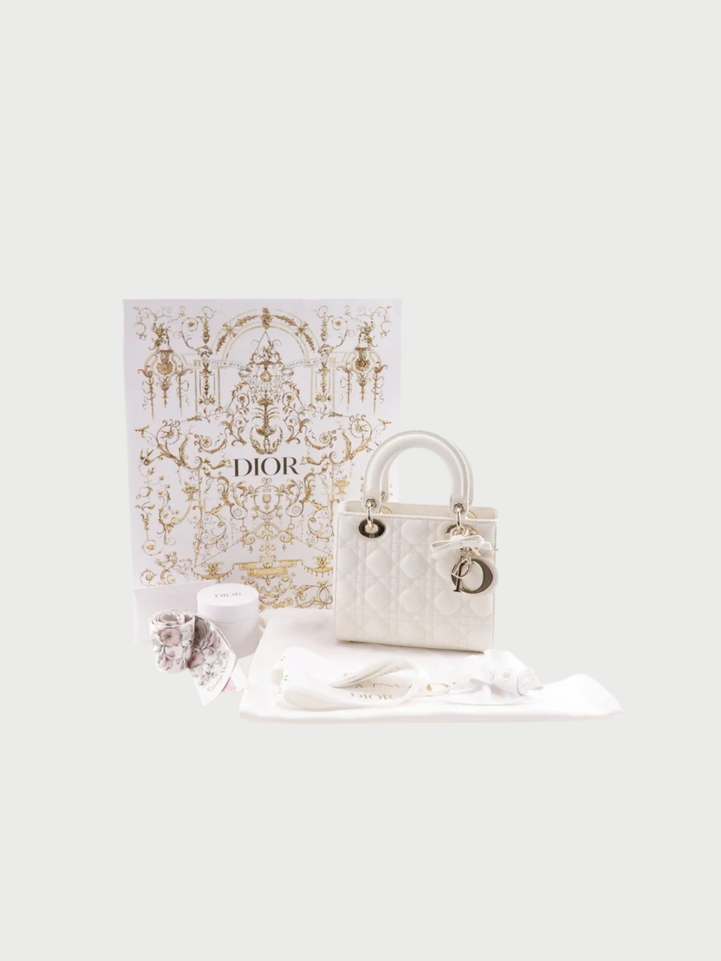 Christian Dior 2020s White Lambskin Lady Dior Small Bag