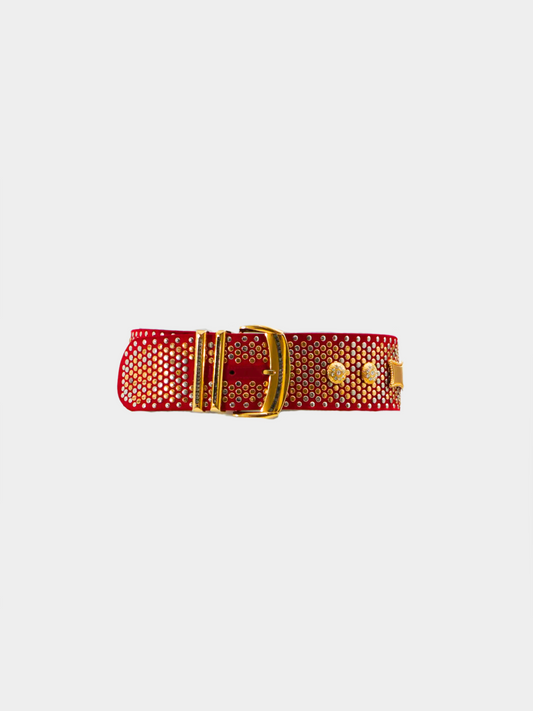 Gianni Versace SS 1993 Red Studded rhinestone belt