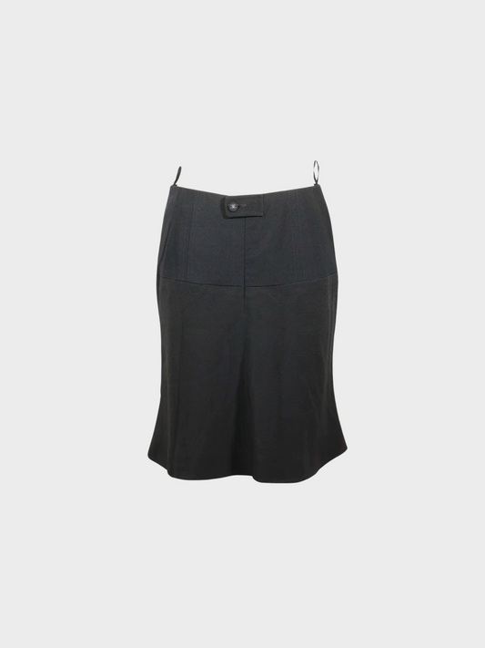 Chanel 2000s Black Flared Skirt With Coco Mark Buttons