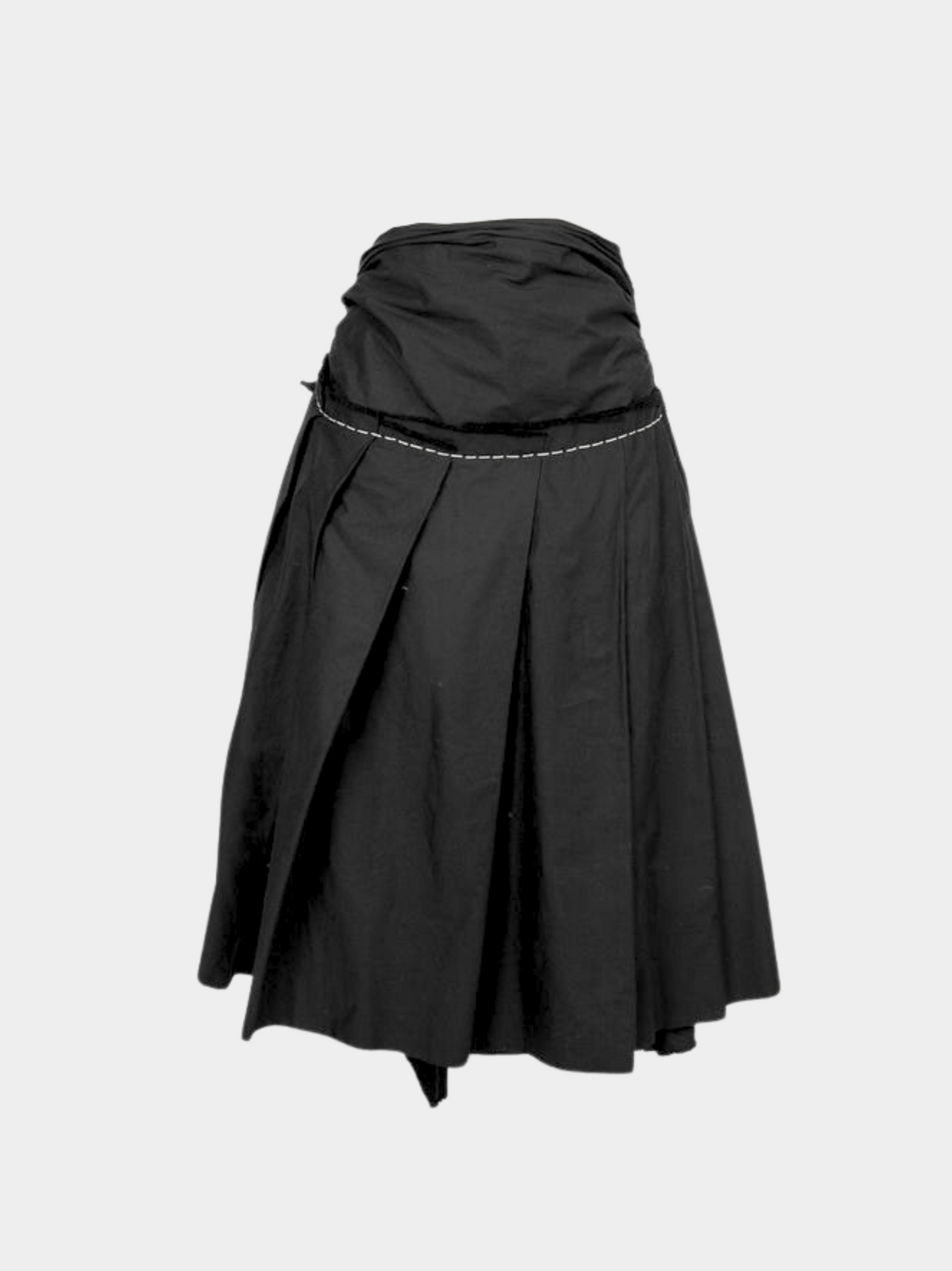 Comme Des Garcons 2010s Black Cotton Rosette Midi Skirt
