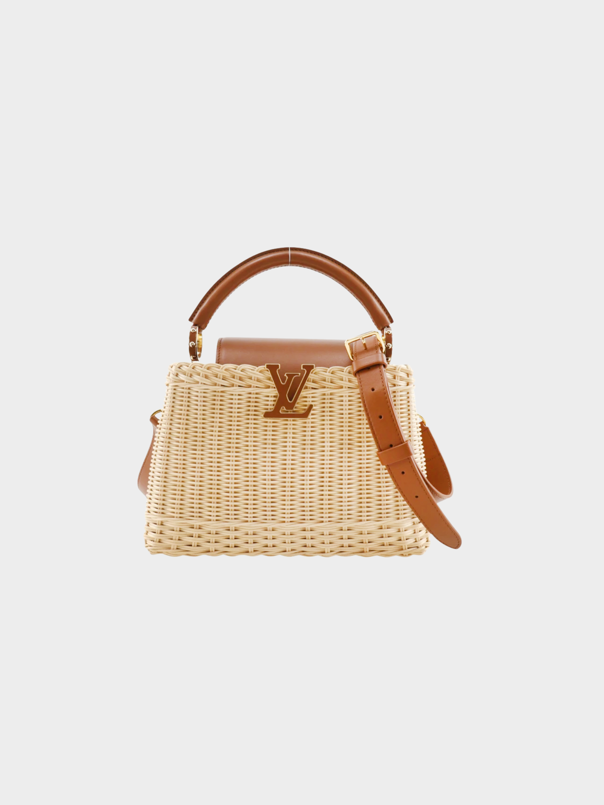 Louis Vuitton 2020s Natural Rattan Calfskin Capucines BB Handbag