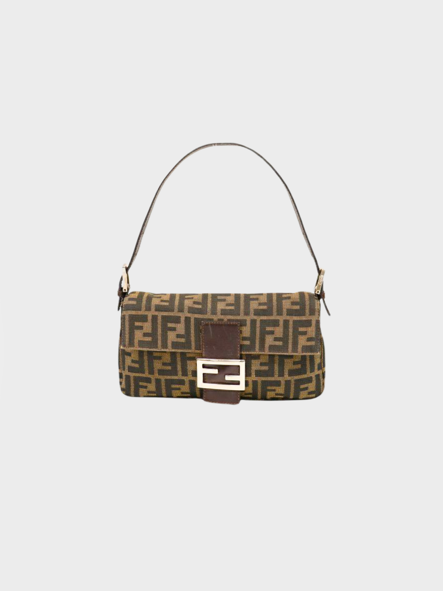 Fendi 2010s Brown Monogram Zucca Baguette Bag