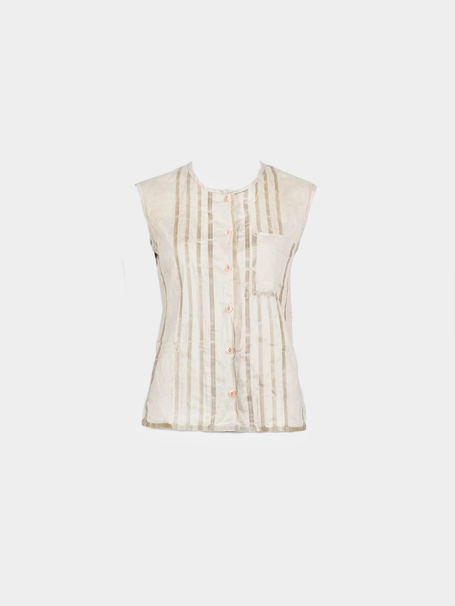 Issey Miyake SS 2000 Beige Button Sleeveless Top