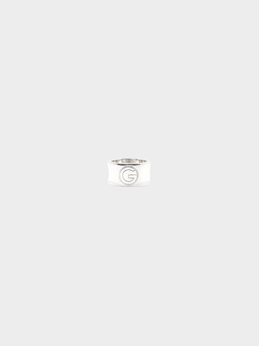Gucci 2000s Silver Ring G Logo Wide Ring