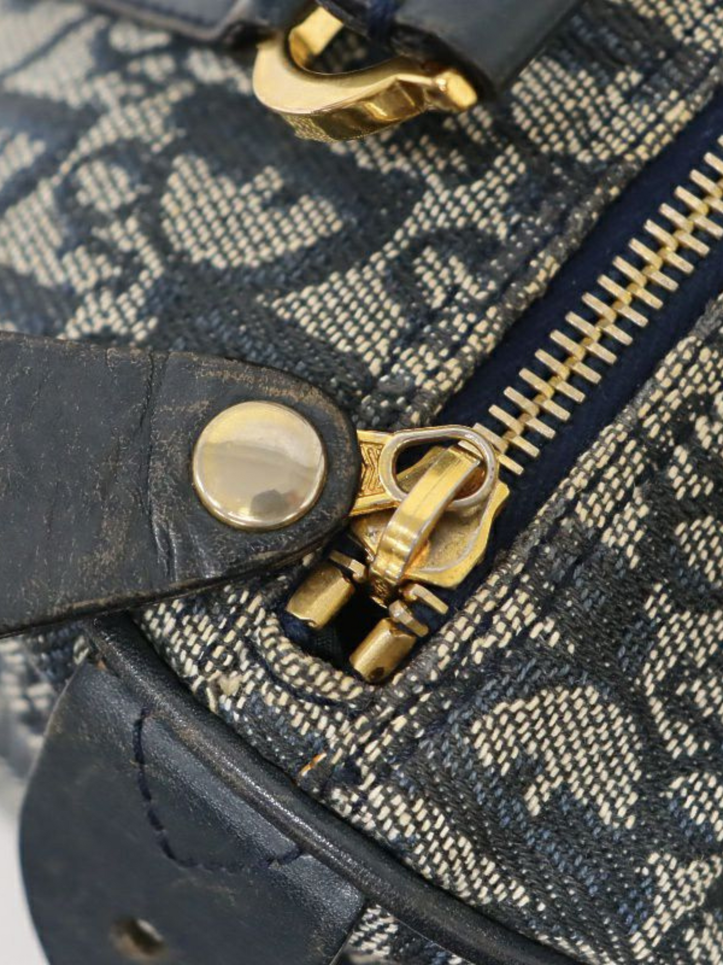 Christian Dior 2000s Navy Trotter Mini Boston Bag