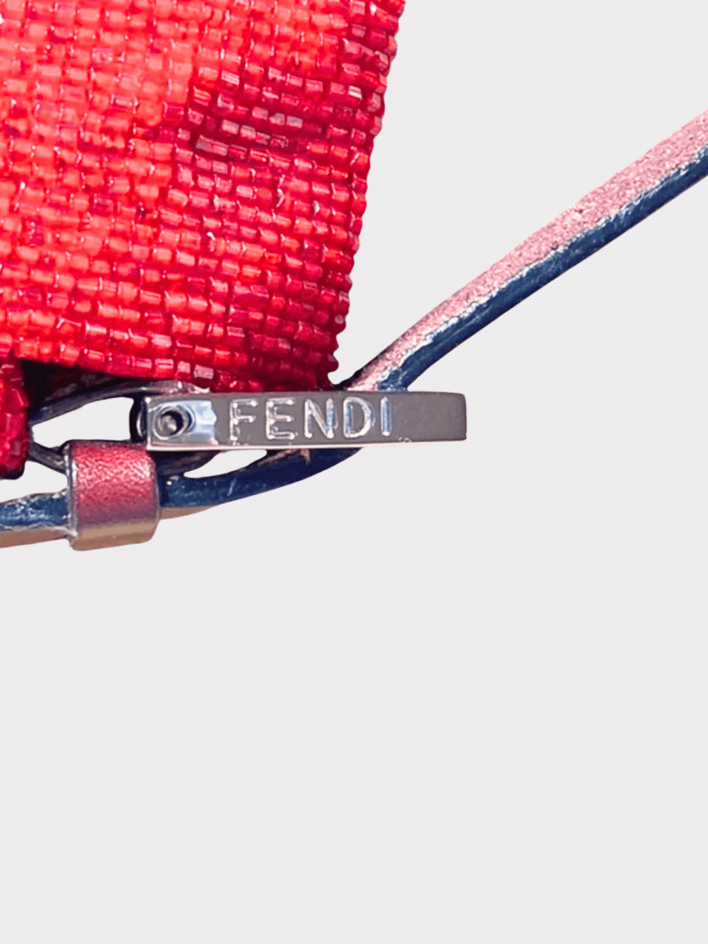 Fendi 2000s Cherry Red Beaded Baguette Bag