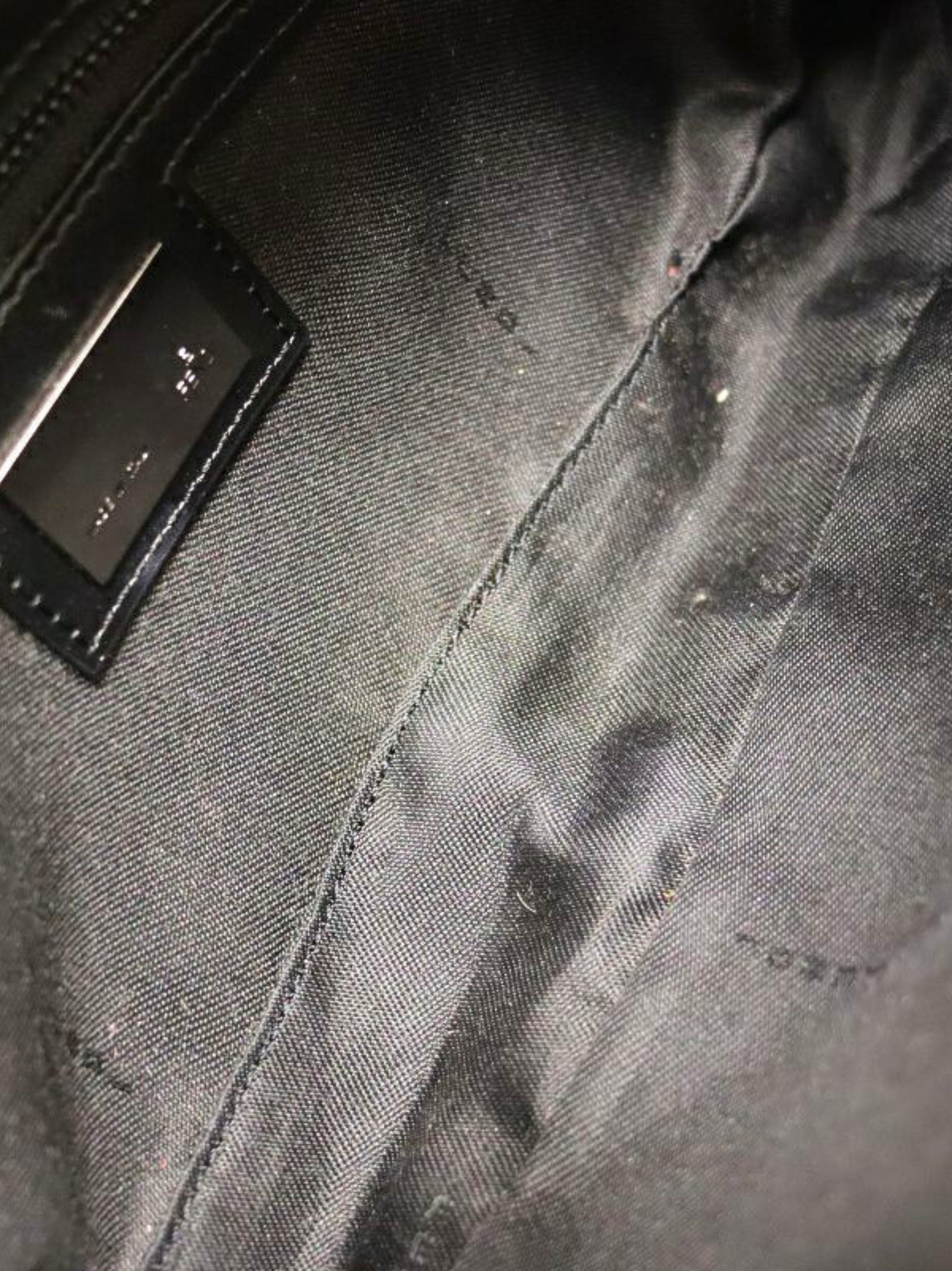 Fendi 2000s Black Canvas and Leather Zucca Mamma Baguette Bag