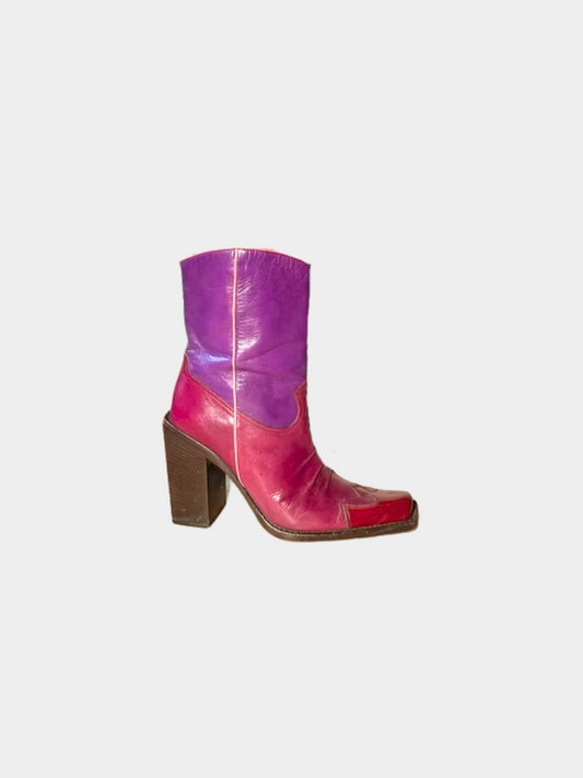 Miu Miu SS 1999 Pink and Purple Cowboy Boots
