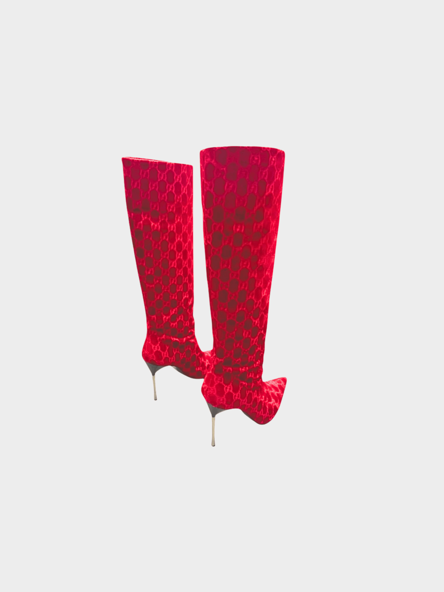 Gucci FW 1997 Runway Red Velvet GG Boots