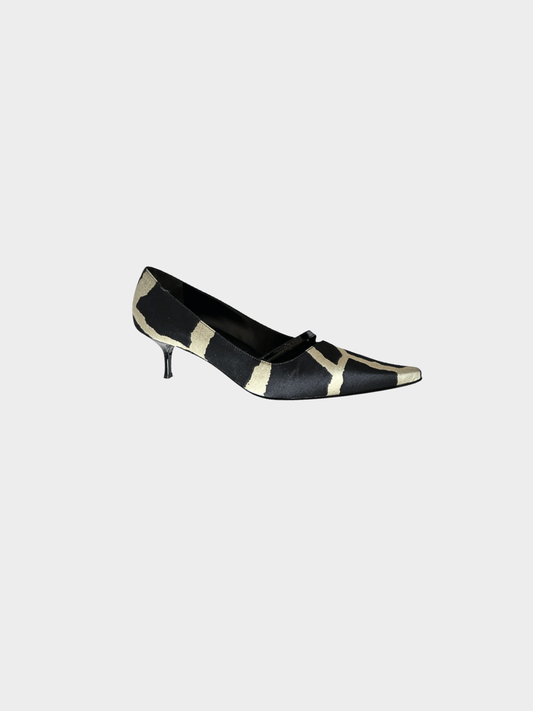 Roberto Cavalli 2000s Satin Zebra Print Heels
