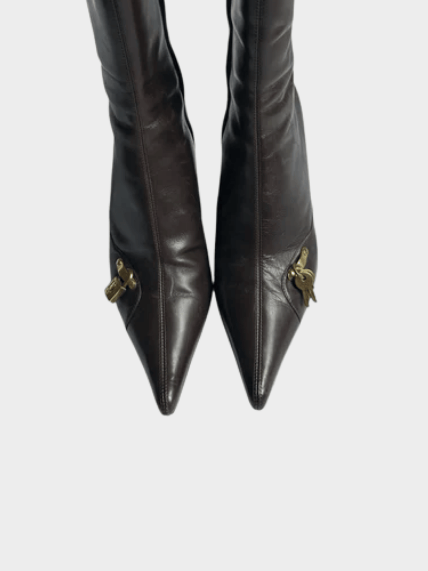 Christian Dior 2000s Brown Vintage Lock and Key Boots