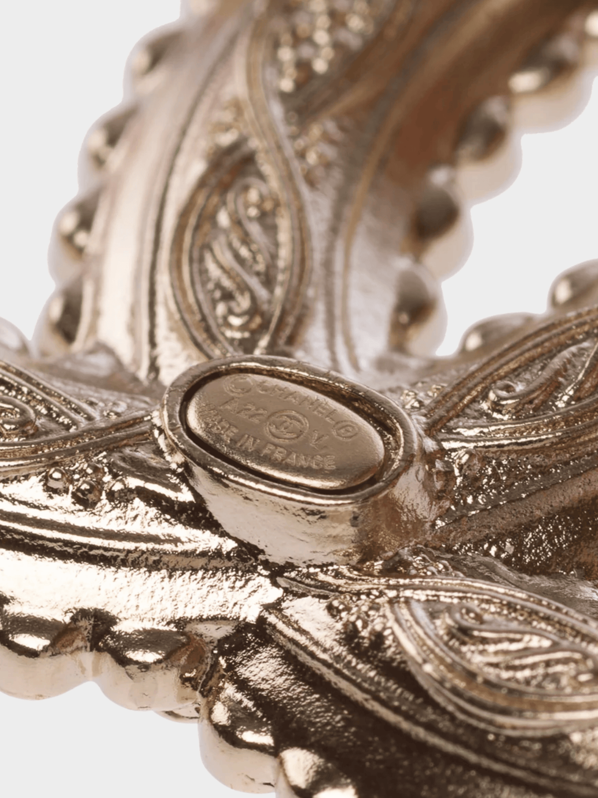 Chanel 2000s Gold Metal Rhinestone CC Brooch