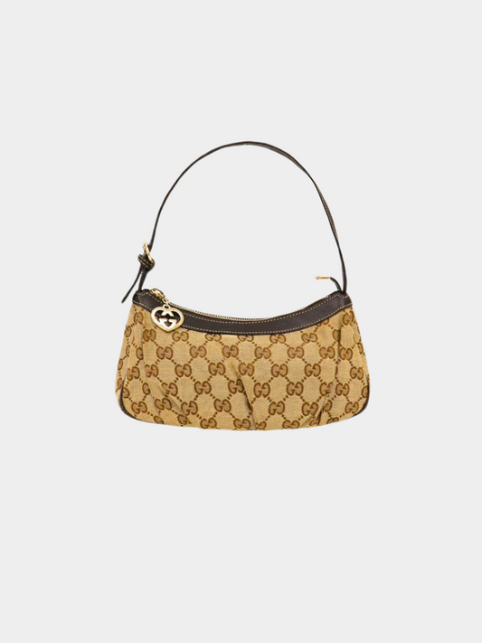 Gucci 2000s Brown Monogram Canvas Shoulder Bag