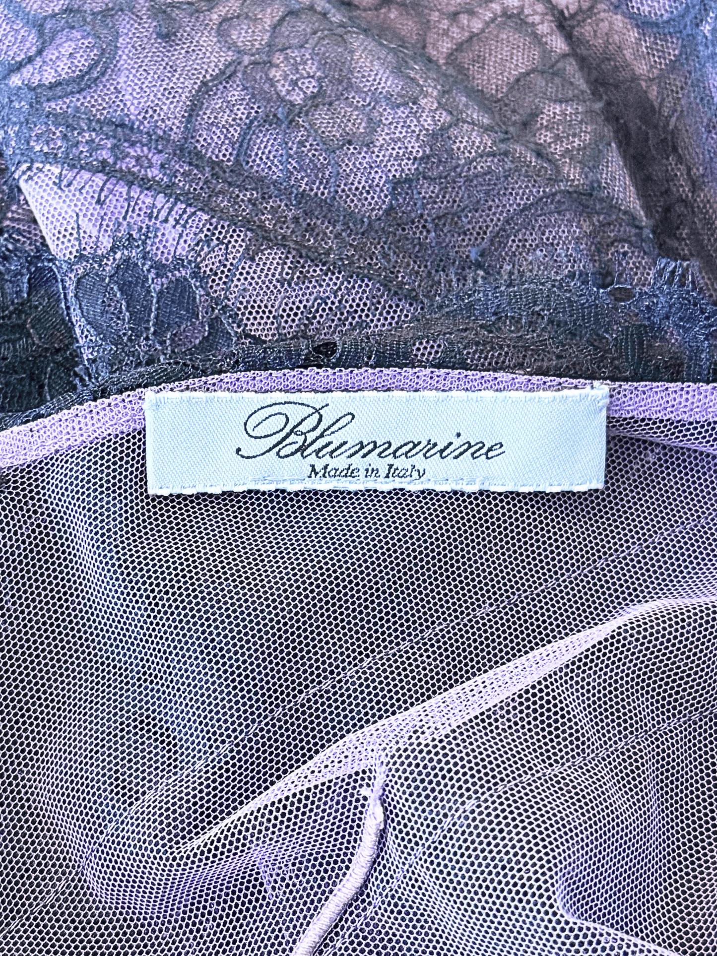 Blumarine 2000s Purple Lace V-Neck Midi Dress