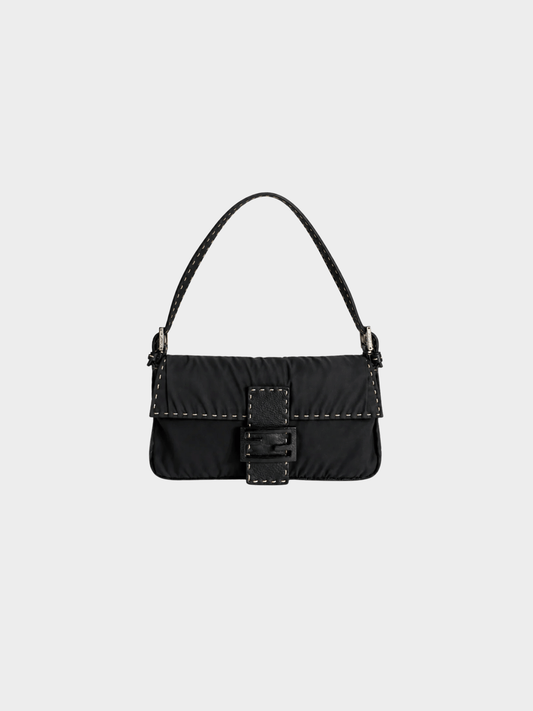 Fendi 2000s Black Selleria Baguette Bag
