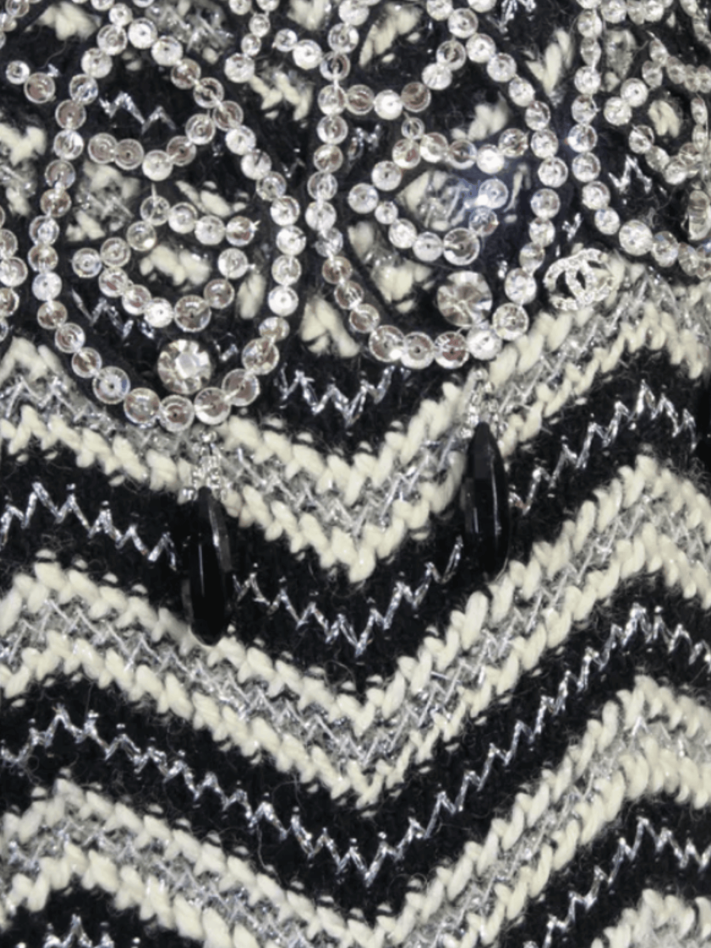 Chanel FW 2002 Black and White Tweed Midi Skirt