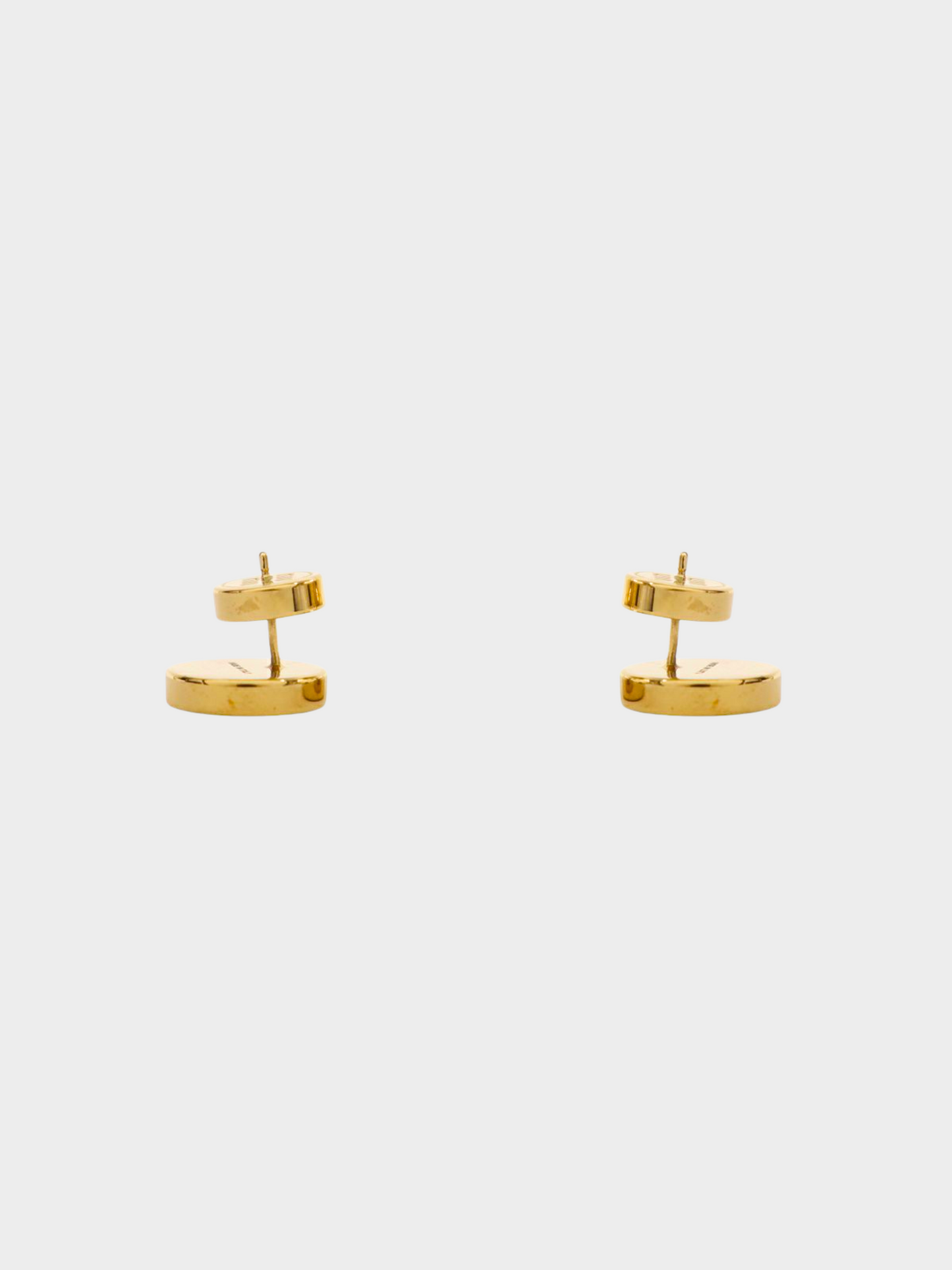 Miu Miu 2020s Gold Enamel Logo Metal Stud Earrings