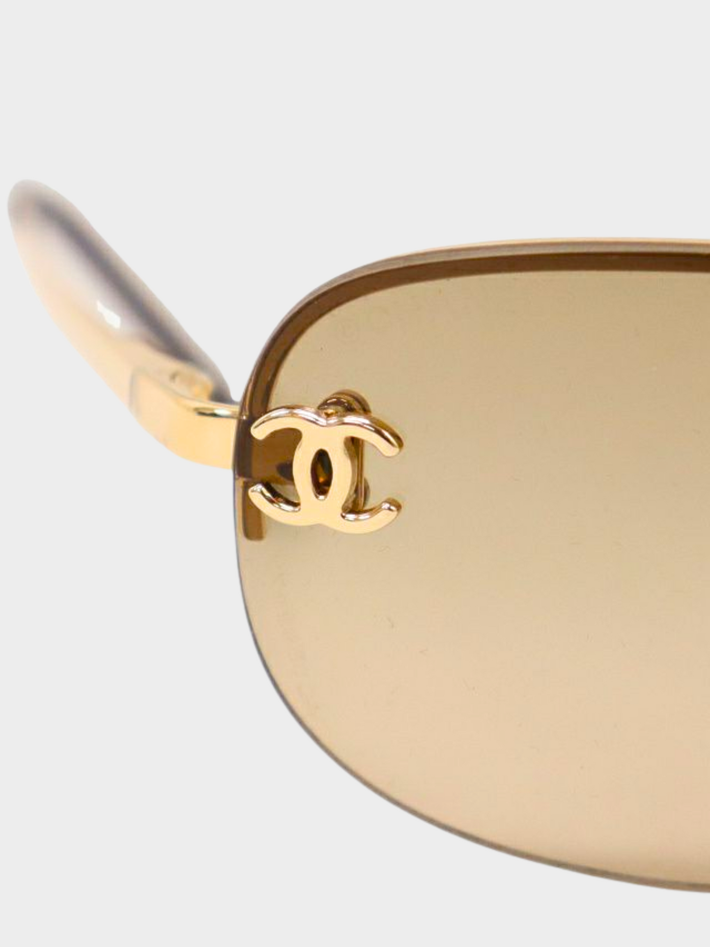 Chanel 2000s Beige CC Oval Sunglasses