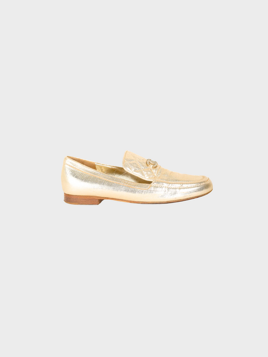 Chanel 2000s Gold CC Loafers