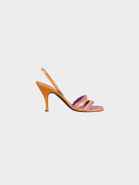 Celine 2000s Tan and Purple Two-tone High-Heeled Sandals