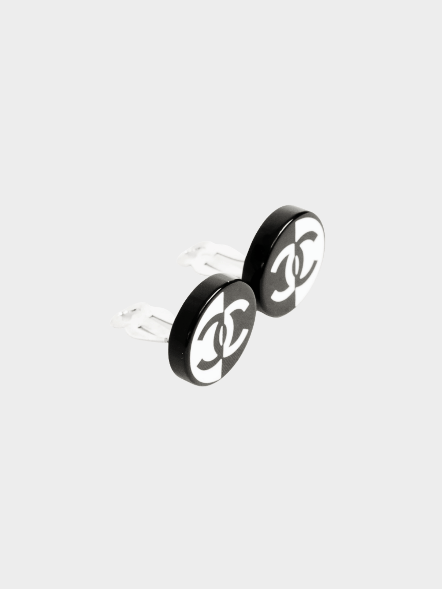 Chanel 2022 Black and White Color Block Earrings
