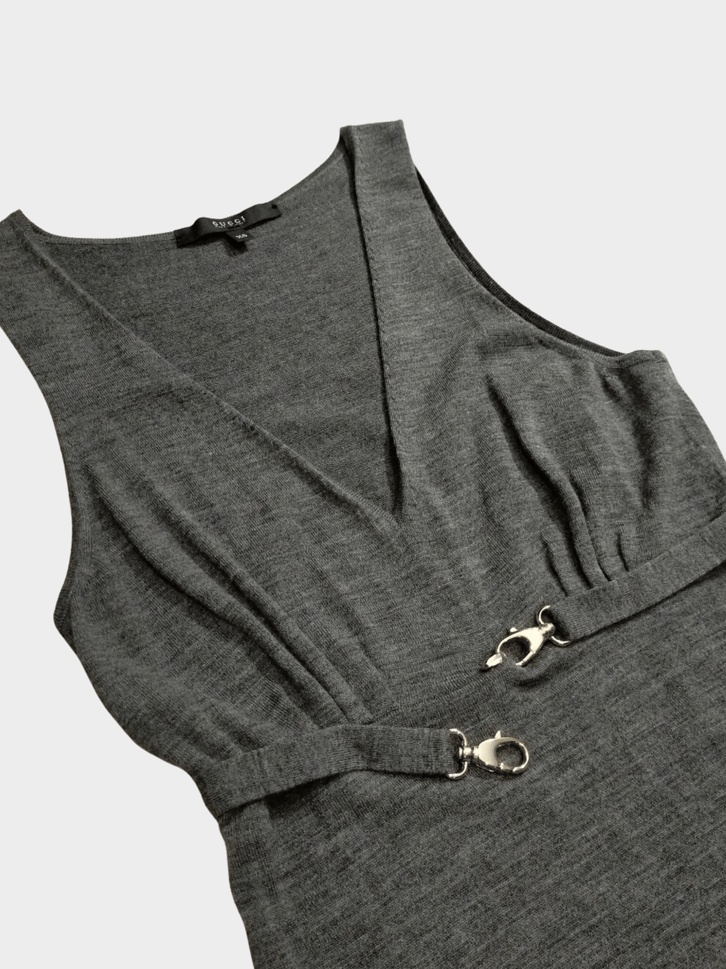 Gucci 2000s Grey Wool V-Neck Tank Top