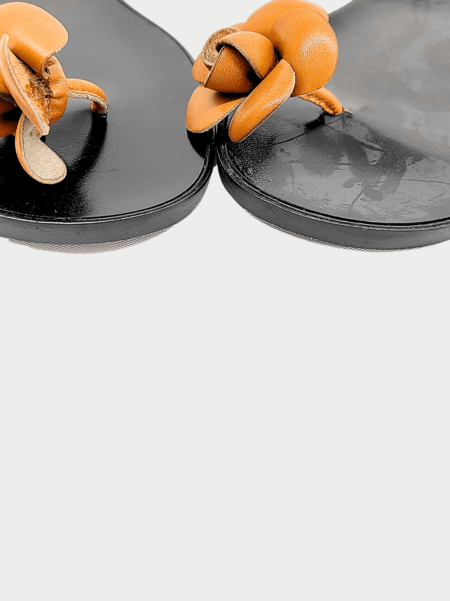 Chanel 2000s Black and Brown Floral Sandals