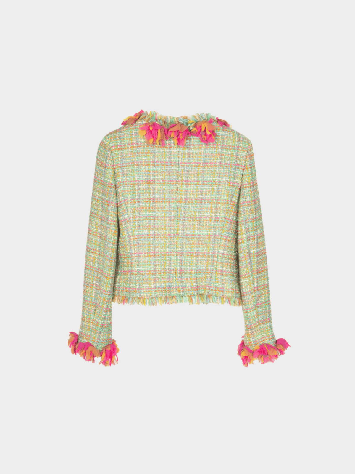 Chanel Métiers d’Art 2001 Mint-Green Wool-Tweed Rosette-Trim Jacket
