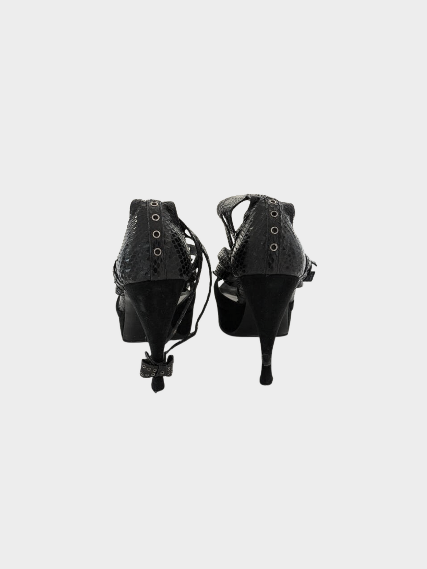 Christian Dior by John Galliano 2003 Black Suede Snakeskin Heels