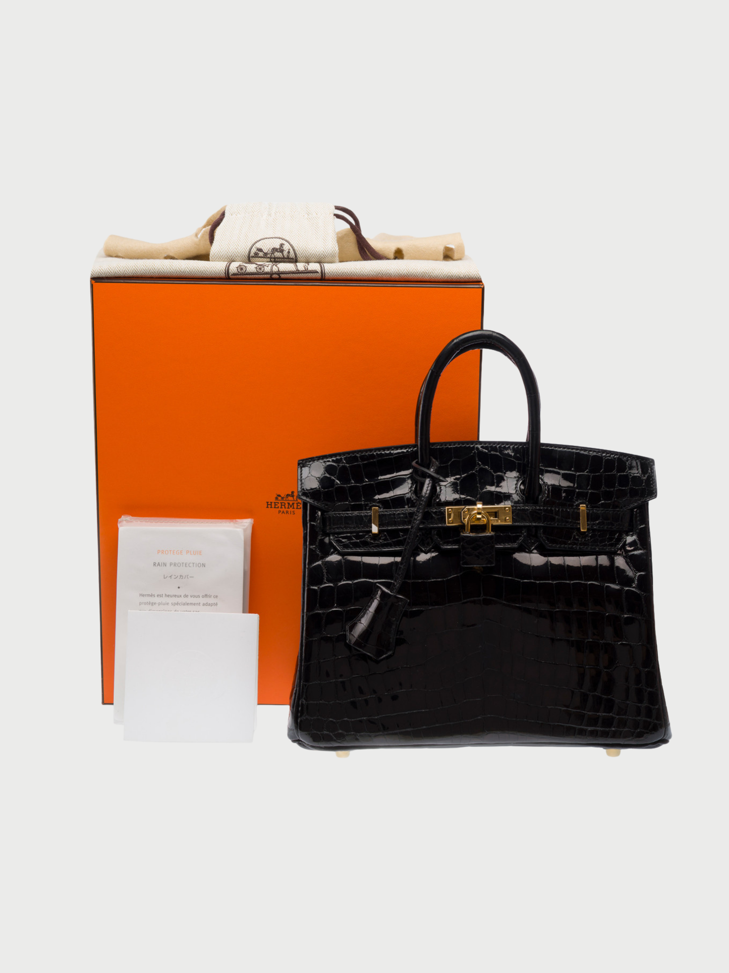Hermès 2010s Black Niloticus Crocodile Birkin 25 Bag