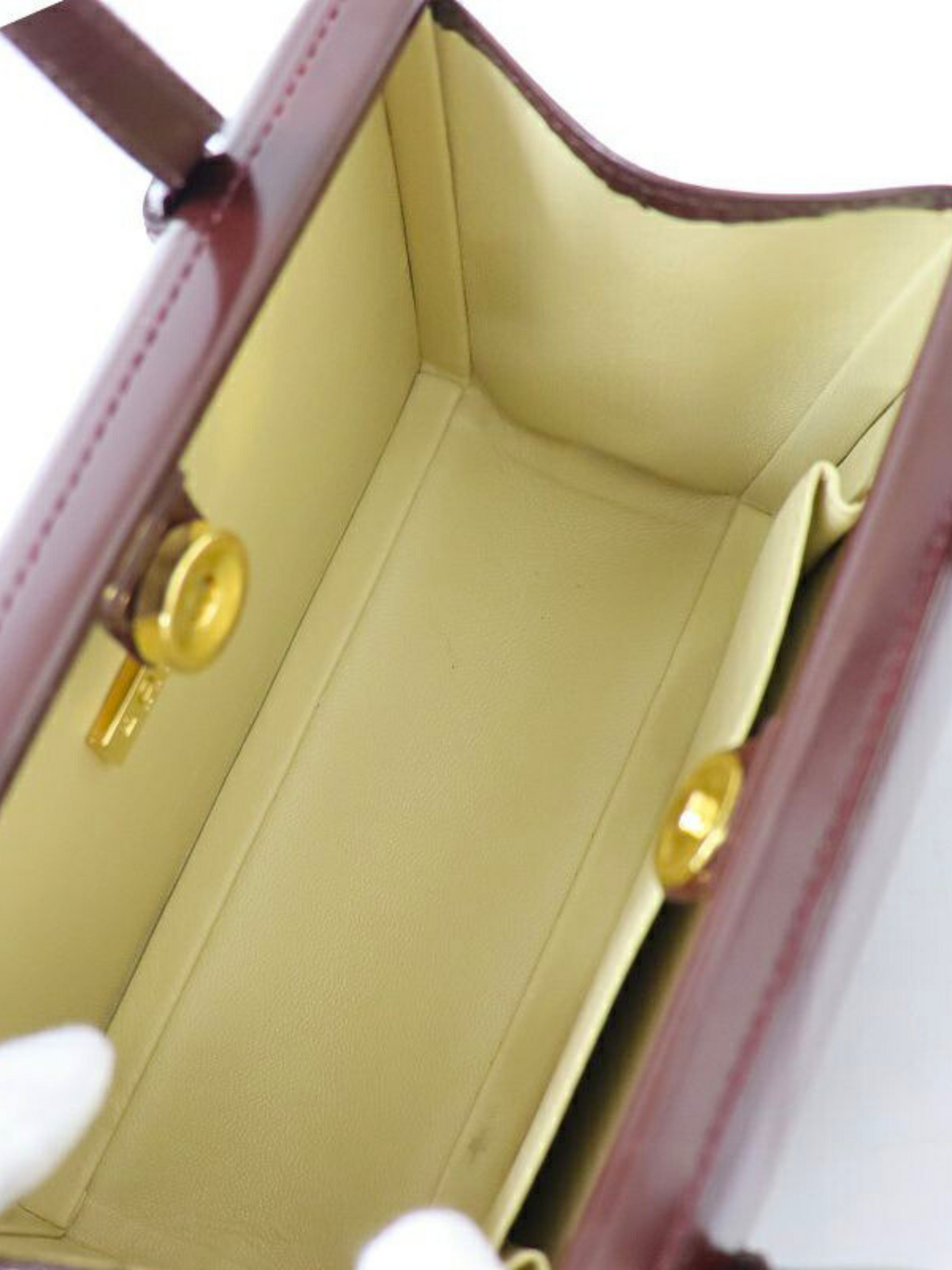 Loewe 2000s Bordeaux Calf Leather Logo Mini Handbag