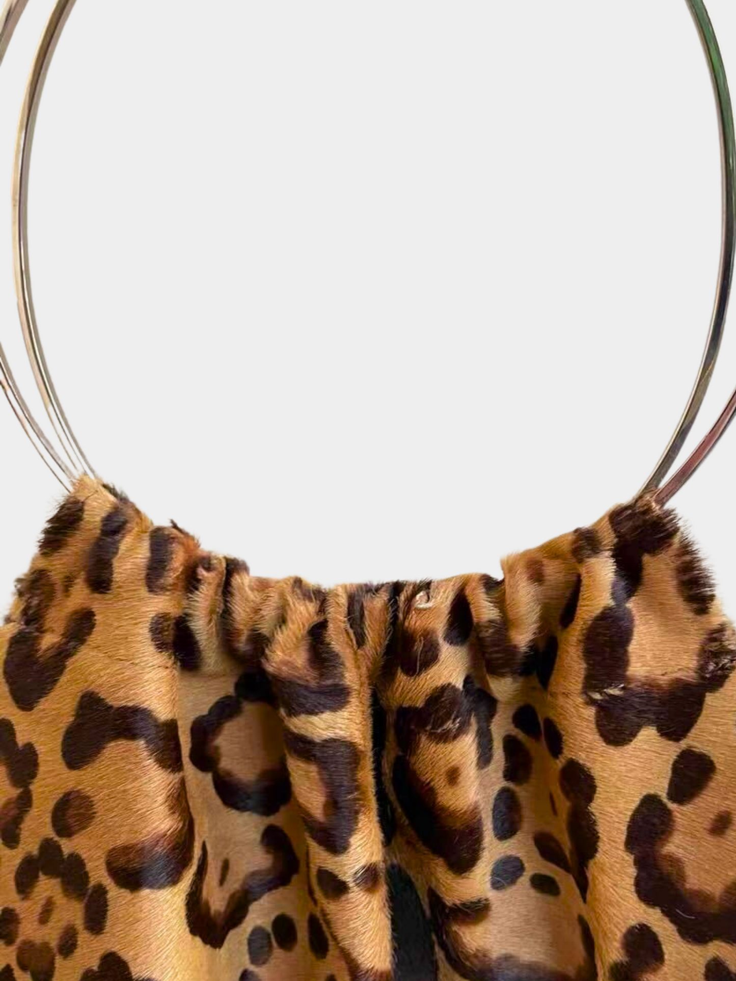 Fendi 2000s Leopard Pony Hair Ring Handle Bag