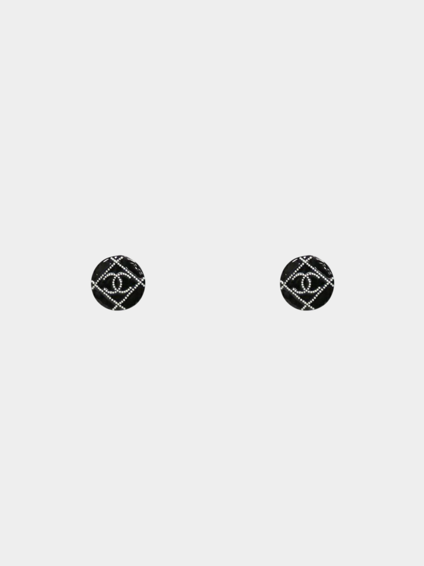 Chanel 2010s Black CC Round Stud Earrings