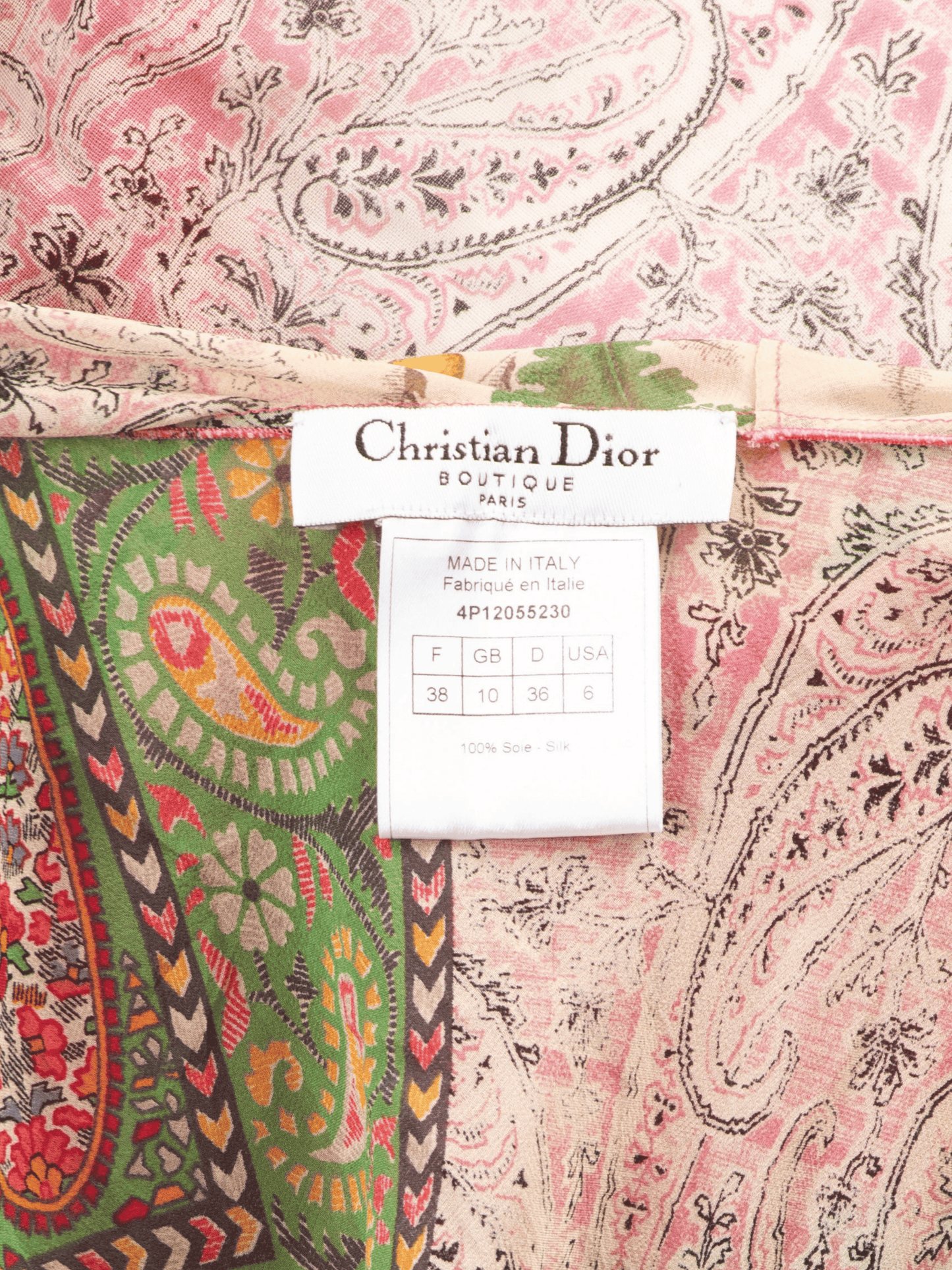 Christian Dior by John Galliano SS 2004 Pink and Green Silk and Cotton Paisley Skirt set