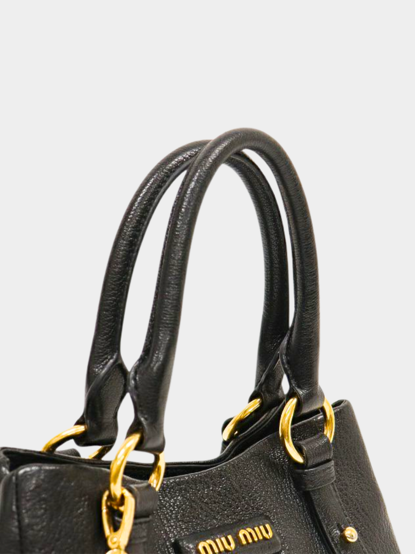 Miu Miu 2010s Black Leather Pouch Charm Shoulder Bag