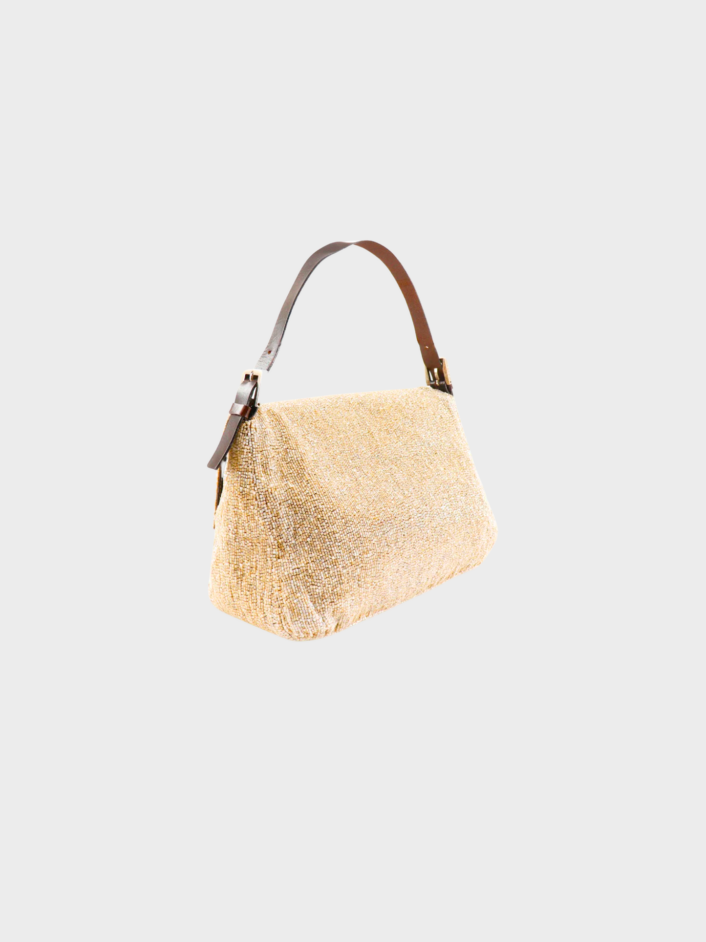 Fendi 2000s Beige Beaded Mamma Baguette Bag