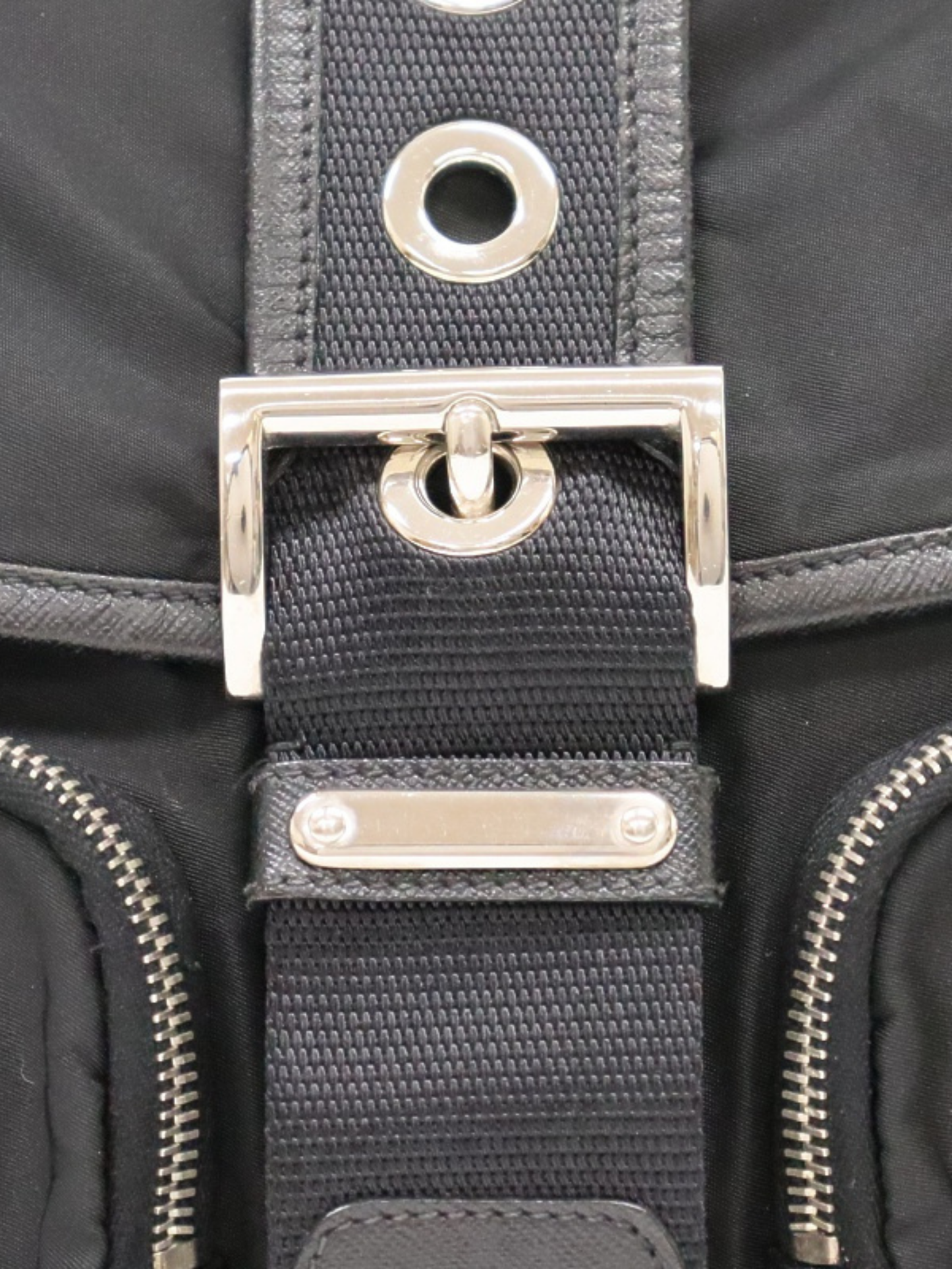 Prada 2000s Black Nylon Leather Triangle Logo Shoulder Bag