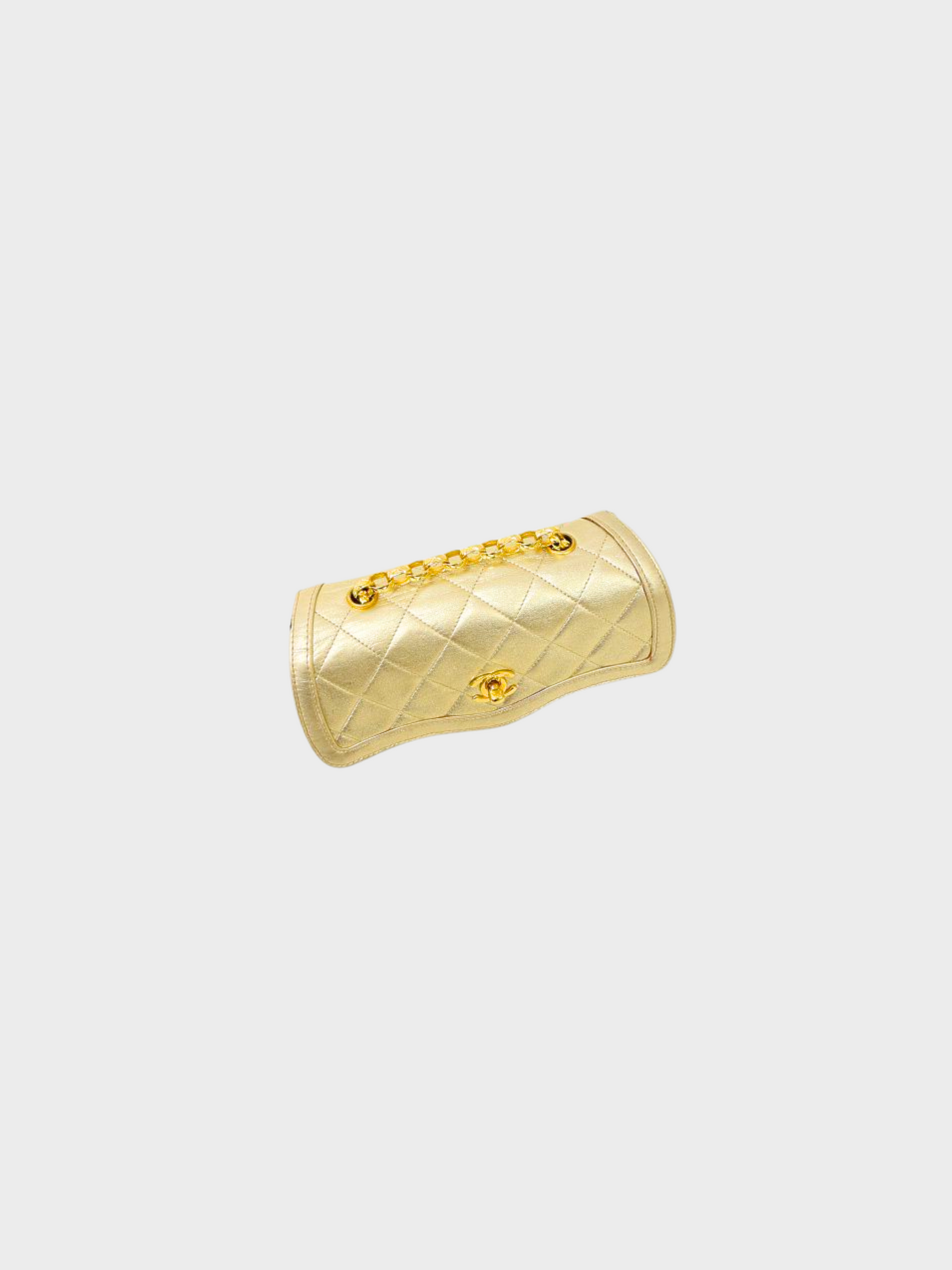 Chanel 1990 Gold Mini Matelasse Shoulder Bag