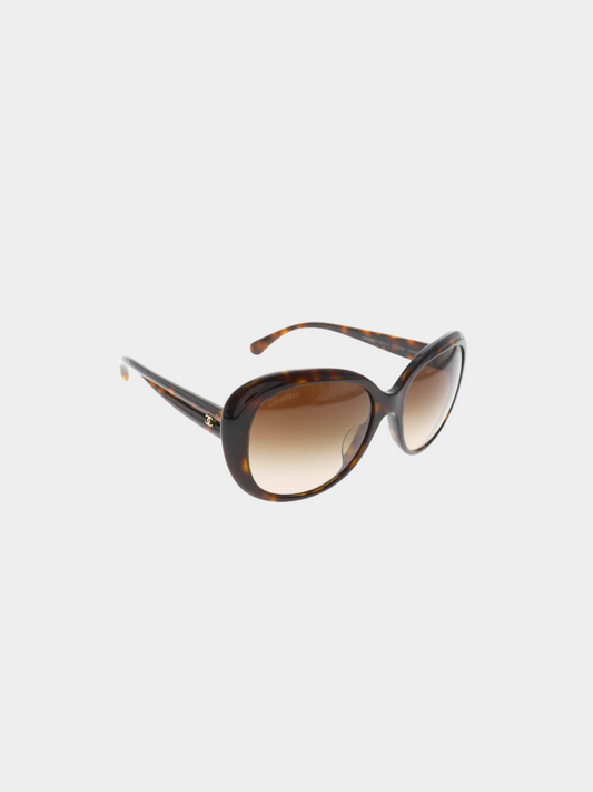 Chanel 2000s Brown Tortoiseshell Sunglasses