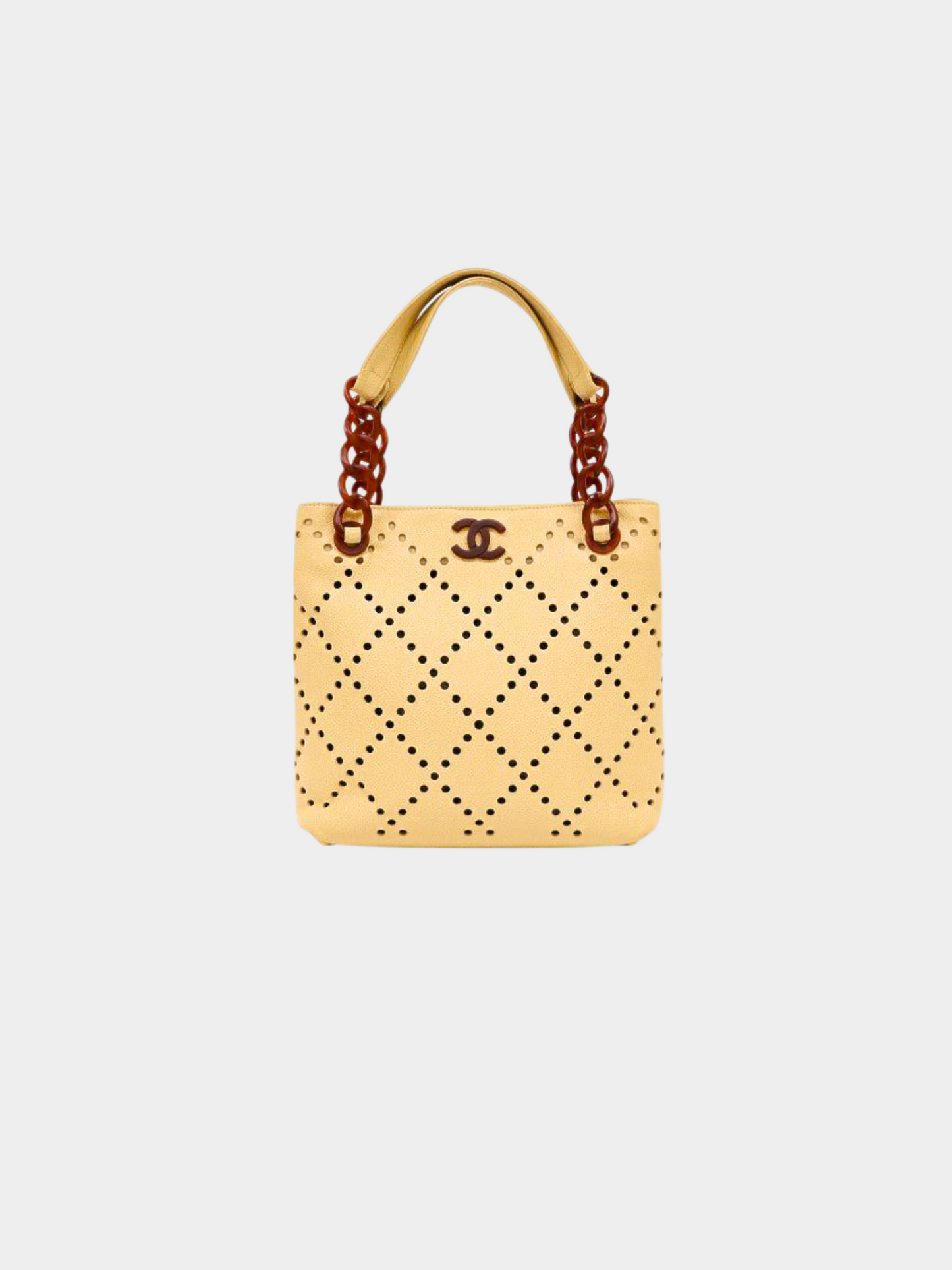 Chanel 2003 Beige Perforated Chain Bag