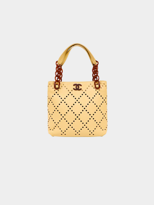 Chanel 2003 Beige Perforated Chain Bag